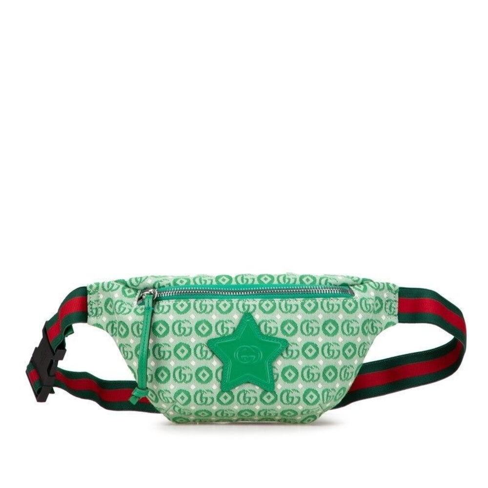 Gucci Children's GG Logo Star Canvas Leather Belt Bag Green